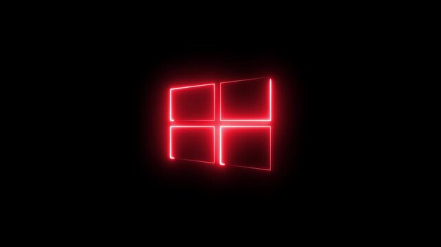 Red neon glowing window animation on black background
