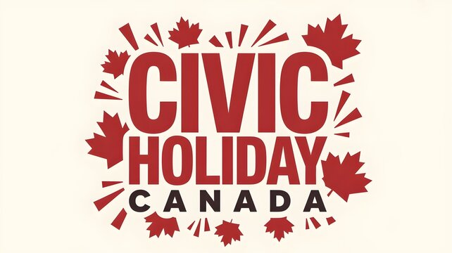 Civic holiday canada festive graphic with maple leaves for august long weekend