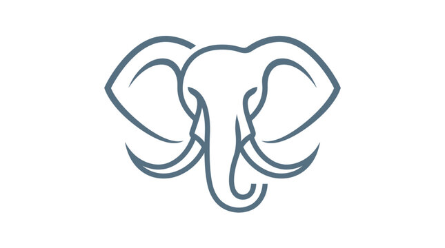 Minimalist line art elephant head logo design