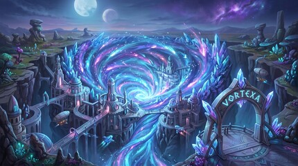Fototapeta premium Mysterious vortex in dark fantasy forest