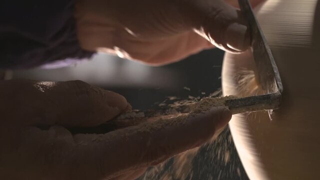 Trimming and refining greenware with sharp trimming knife 4K