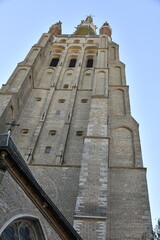Obraz premium L'imposante tour en briques de la Cathédrale Notre-Dame de Bruges (Brugge)