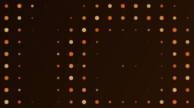 Colorful circular dots arranged in a grid pattern shift across a dark transition gradient field