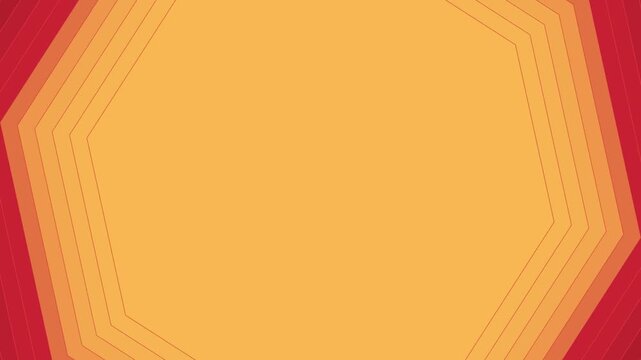 Concentric geometric octagon shapes shifting in vibrant shades of warm orange and deep crimson red colors