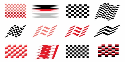 racing speed stripes and checkered flags vector illustration graphic design pattern motorsport competition auto race track symbol icon signal finish © Milon