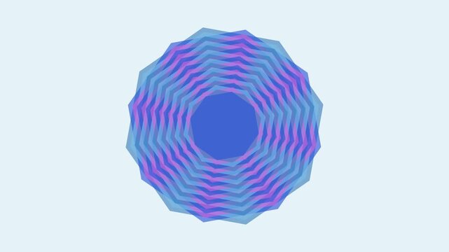 Purple and blue overlapping octagons forming a complex geometric pattern with dynamic shifting visual layers