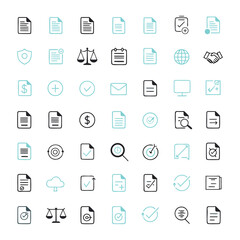 Fototapeta premium Legal And Compliance Icons Flat Turquoise And Black Design