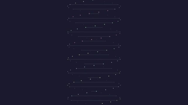 Futuristic dna helix structure glowing with colorful nodes and interconnected thin lines representing genetic science research