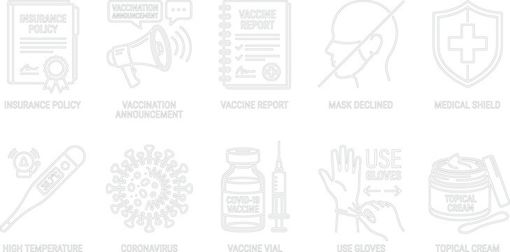 Vector linear allergy and immunology diagnostic line icon set featuring allergen triggers pollen patch test shield cross syringe and clipboard elements