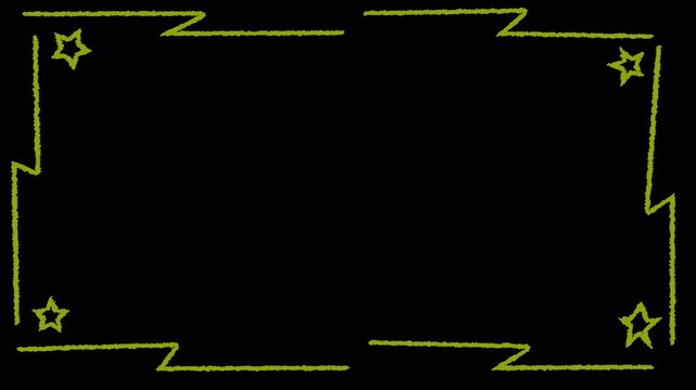 Hand drawn yellow star border animation on black. 4K Video