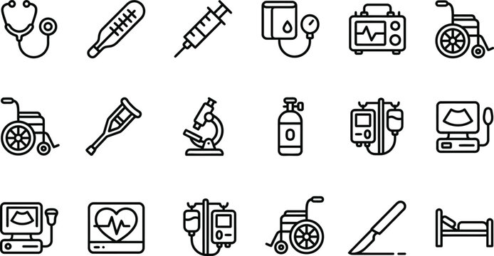 Medical icons set ditable vector icon flat design minimal premium symbols for healthcare eps10 illustration modern graphics
