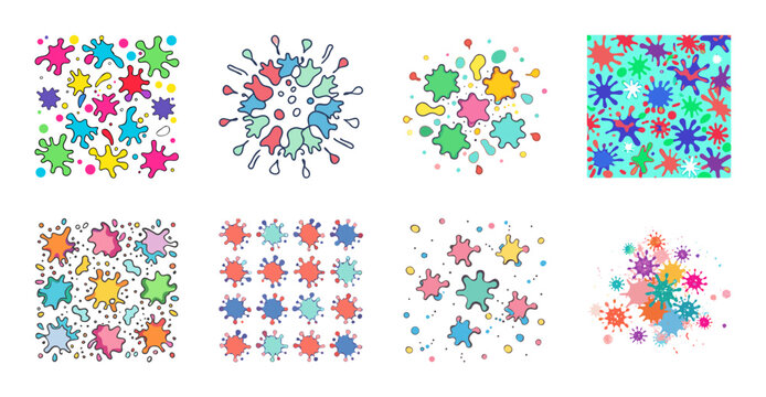Colorful abstract floral mandala patterns set - Bright, vibrant mandala designs with floral and abstract shapes in a seamless pattern style.