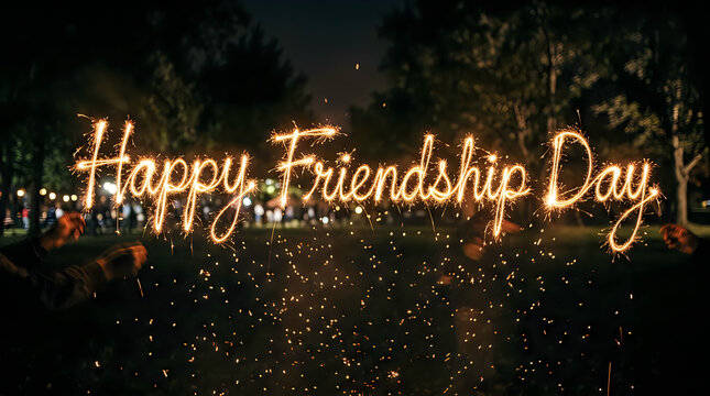 Happy Friendship Day sparkler light isolated on background