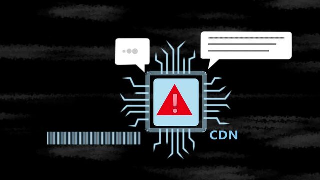 Content Delivery Network Error Alert on Digital Circuit Board with Warning Symbol and Progress Bar image