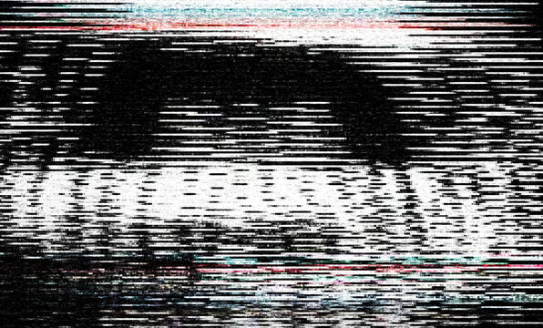 Retro VHS background. Glitch art scan line background. TV scan line monitor for old technology concept. Glitch camera effect.	