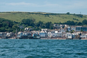 Fototapeta premium view of Kingsand and Cawsand two small villages in Cornwall from Plymouth Sound