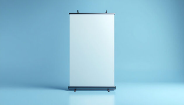 Rollup banner standee mockup blue color background