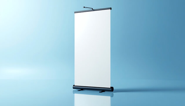 Rollup banner standee mockup blue color background