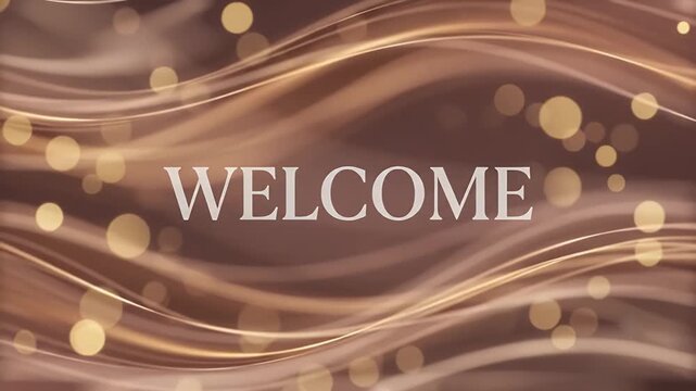 Elegant Welcome Graphic with Golden Bokeh and Flowing Lights for Events