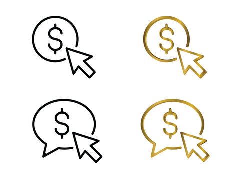 Online earning clicking dollar sign internet business icons