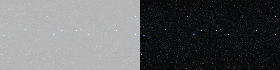 Abstract background with glowing blue star dots and faint cosmic dust isolated on gray and black background © Maxim