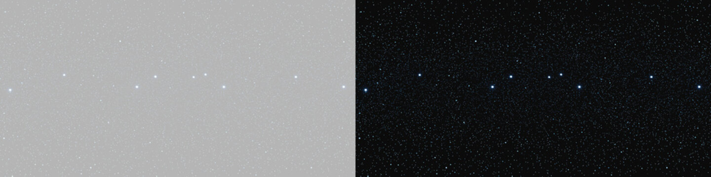 Abstract background with glowing blue star dots and faint cosmic dust isolated on gray and black background