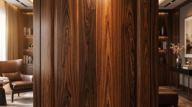 Premium dark walnut wood interior wall luxury room paneling texture