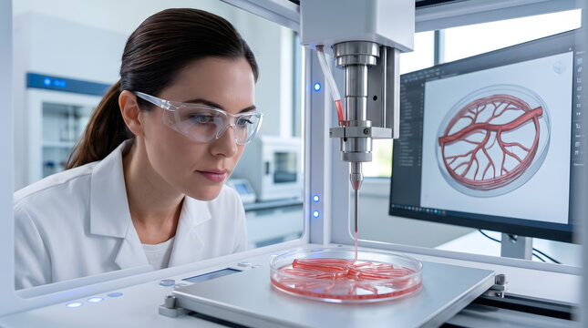 scientist uses 3d bioprinter to create tissue sample