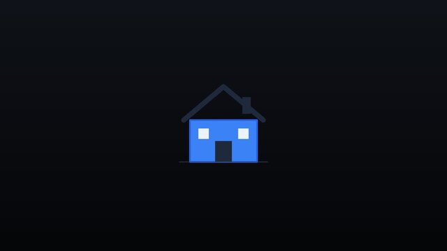 Minimalist blue house icon, a modern digital representation of home and online dwelling, perfect for user interface design, app navigation, or website main page button functionality
