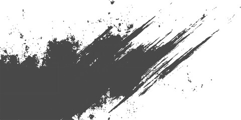 Obraz premium Brush Stroke Texture: A dramatic abstract background featuring bold, dark brush strokes and scattered granular texture, creating a sense of energy and dynamic movement.