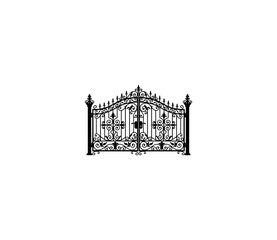 Obraz premium Elegant Wrought Iron Gate Vector Illustration