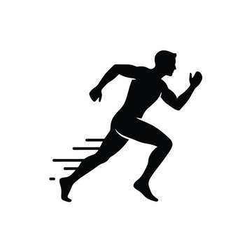 Minimalist silhouette of a runner in full stride with motion trails emphasizes velocity and commitment to athletic training.