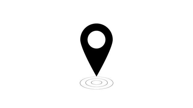Black map pin icon, location marker symbol, navigation pointer, simple flat design element for maps and gps applications
