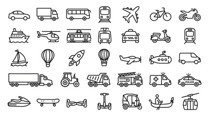 Transportation vehicles and logistics line icon set © Fenny