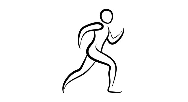 Dynamic running silhouette icon, active motion, fitness and sport symbol