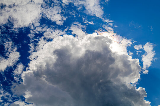 Dramatic cumulus storm cloud precursor of cloud approaching severe weather