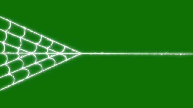 Flexible spider web expansion animation with elastic silk threads, realistic cobweb effects and seamless horror motion graphics on green background in 4K