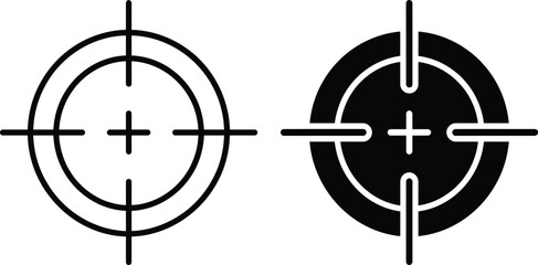 Crosshair target and aiming reticle icons for precision and accuracy with crosshair precision accuracy shooting interface strategy military isolated © Drow Dx