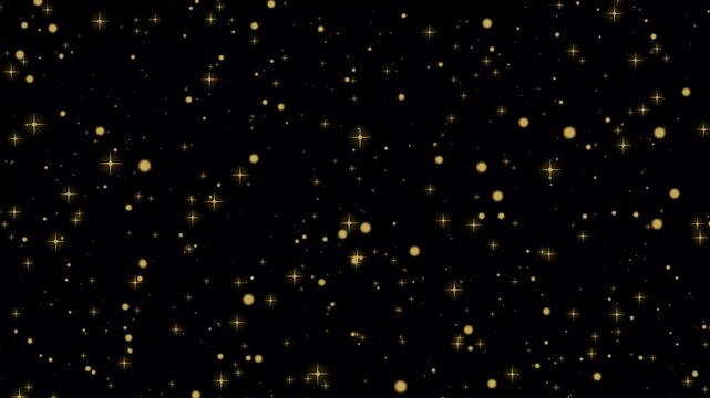 Gold glitter star burst explosion animation, with luxury elegant sparkles, celebration premium motion graphics for festivals, on black screen background 4K UHD Loop