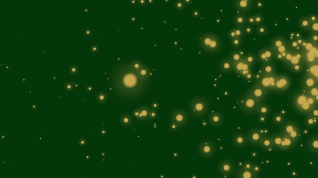 Christmas golden glitter particles with animation bubble magical lights, luxury festive sparkles, elegant holiday on dark green screen background seamless 4K UHD Loop