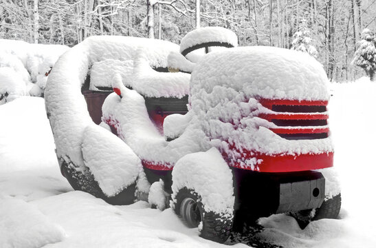 lawnmower in deep snow