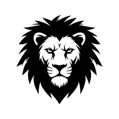 Obraz premium Lion head aggressive front face on transparent background.