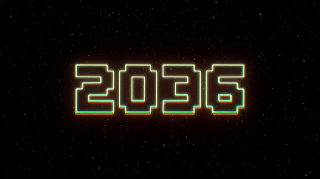 2036 Neon text with retro style
