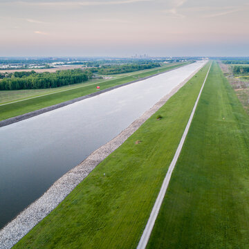 Chain of Rocks Canal of Mississippi River above St Louis - aerial view