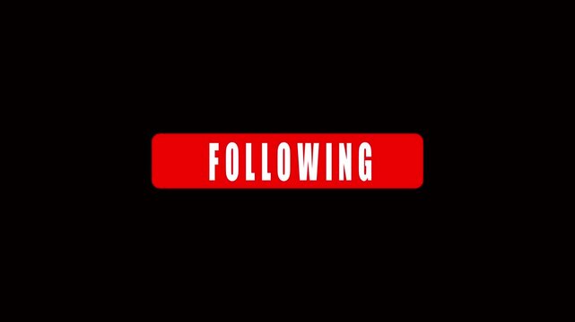 Red Rounded Rectangle Button with animation White Letter F on Black Background text font. Bright showing red rounded rectangle button with modern interface element.