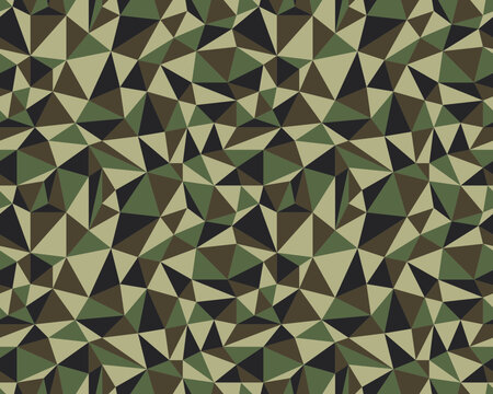 Seamless digital fashion camouflage pattern made of differently colored triangles