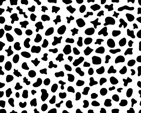 Random Irregular Shapes of organic black blobs, resembling cow hide	