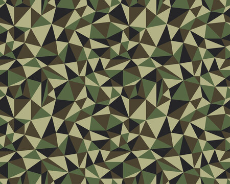 Seamless digital fashion camouflage pattern made of differently colored triangles