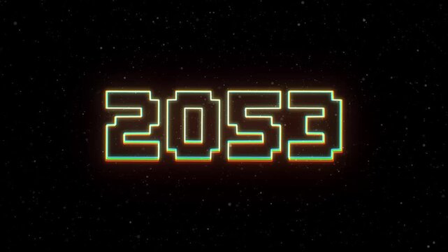2053 Neon text with retro style