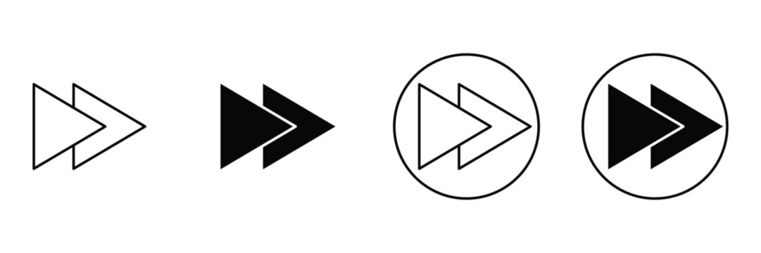Fast forward skip next multimedia player button icon set vector illustration